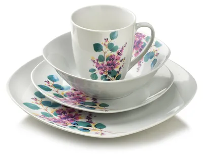 Produktbild von Tafelservice Porzellan AFFEKDESIGN Lea Lavender 25,5/19,5/17 cm Lavendel Violett-Grün 16-tlg.