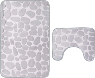 Produktbild von Badezimmermatten 2-teilig rutschfest Waschbar Badvorleger Set,Badematte und WC-Vorleger,80 x 50 cm