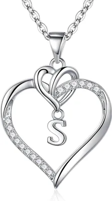 Image de TINGN Coeur Initial Collier 14K Doré Zirconia Femme Cadeau d'anniversaire