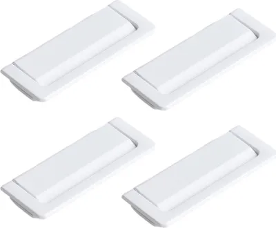 Image de 4pcs alliage de zinc Poignée de meuble cachée Sacs Portes Tiroir Poignée Flush Ring Pull, Distance du trou 96mm(Blanc)