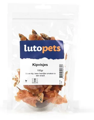 Imagen del producto de Lutopets: Pollo y pescado – 100 g – Snack para perros, deshidratado