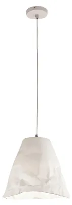 Immagine prodotto di Lampada a Sospensione Crumple in Vetroceramica e Metallo Bianco, Attacco E27, Design Elegante e Moderno, Ideale per Illuminazione d'Interni