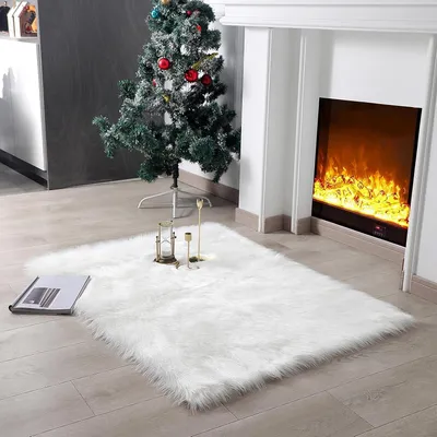 Productafbeelding van Vloerkleed - Schapenvachtlook - 91 x 122 cm - Wit