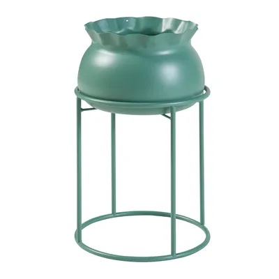 Image de Support de plantes 'Assen' avec pot de fleurs métal 38 x 23,5 cm vert