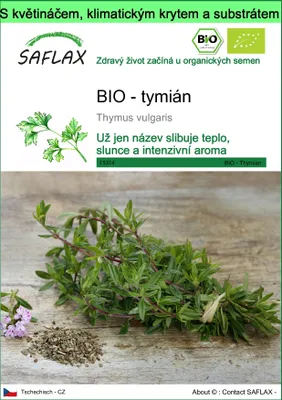 Obrázek produktu pro SAFLAX Garden to go - BIO - tymián - Thymus vulgaris - 800 Semena - S květináčem, klimatickou poklicí a pěstebním substrátem
