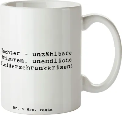 Produktbild von Mr. & Mrs. Panda Becher Spruch Tochter Mode - Weiß - Geschenk, Kaffeetasse, Tasse, Kaffeebecher, Geschenke, Keramiktasse, Einfallsreichtum, Kleiderschrank, Teetasse