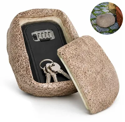Produktbild von Schlüsselsafe Outdoor in Steinoptik, Schlüsselbox mit Zahlenschloss, Schlüsselversteck für Garten und Außenbereich, 16,5 × 13 × 7,5 cm