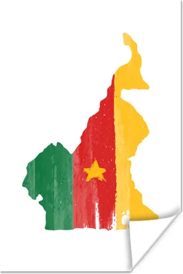 Produktbild von MuchoWow® Poster Kamerun - Karte - Flagge 40x60 cm - Plakate für die Wand - Poster Babyzimmer