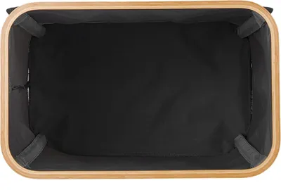 Produktbild von Relaxdays Wäschekorb mit Deckel, 105 l, Wäschesammler, Bambus & Polyester, faltbar, tragbar, Wäschekiste, schwarz/Natur