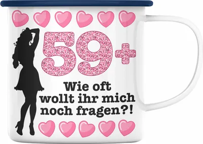 Produktbild von Trendation - 60. Geburtstag Frauen Emaille Tasse Geschenk Geschenkidee 60er Geburtstag Spruch Perfektion Mama Mutter Lustiger Spruch Witzig 59+ (Blau)