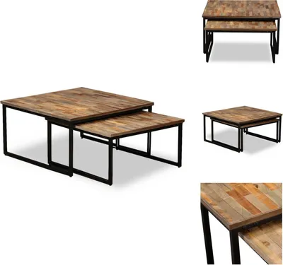 Immagine prodotto di vidaXL Set di tavolini da caffè 2 pezzi Teak massiccio riciclato - Tavolini da caffè