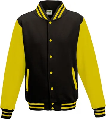 Immagine prodotto di Just Hoods JH043 | Giacca Varsity / Giacca College - Colore: Nero/Giallo Sole - Taglia: L