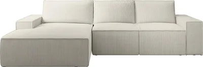 Produktbild von Corduroy beige große Eckschlafcouch links - AMELIA