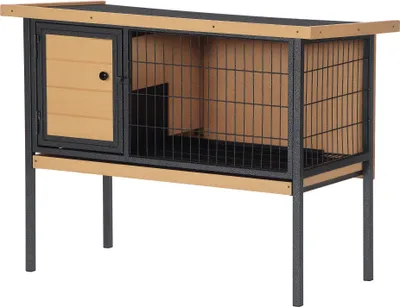 Image de PawHut Cage š€ lapins en bois sur pieds, clapier extšŠrieur pour rongeurs, cochons d'inde avec toit ouvrable - dim. 91,5L x 45l x 70H cm