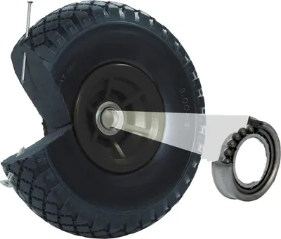 Produktbild von Sackkarrenrad PolyurethanRad 260x85 mm 3.00-4 60 mm versetzte Nabe Ø 20 mm schwarz Vollgummi Bollerwagen