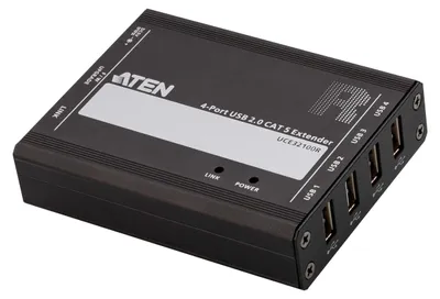 Zdjęcie produktu dla ATEN UCE32100-AT-G, Nadajnik i odbiornik, Przewodowa, 100 m, Cat5, Czarny, Metal