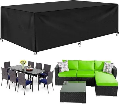 Image de Housse de protection imperméable pour le jardin - Terrassenschatz - Housse de protection pour mobilier d'extérieur - Tissu Oxford 420D résistant - 305 x 70 x 100 cm - Noir