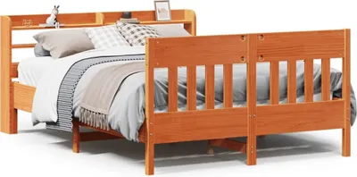 Produktbild von Massivholzbett ohne Matratze Wachsbraun 160x200 Kiefernholz