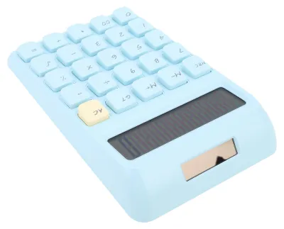 Produktbild von Solar-Taschenrechner mit 12-stelligem Display, großen Tasten und Batteriebetrieb für Schule und Büro – Blau