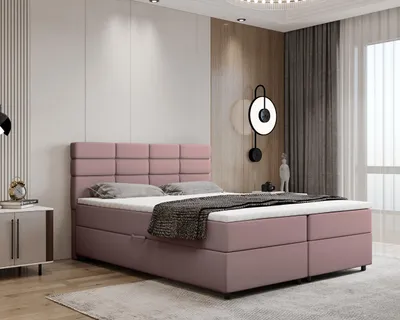 Produktbild von Boxspringbett 160x200, mit Bettkasten, Rosa, Matratze und Topper, Doppelbett, REVE, Panda Möbel
