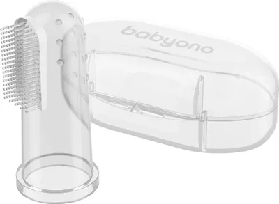 Produktbild von BabyOno Fingerzahnbürste mit Etui - transparent