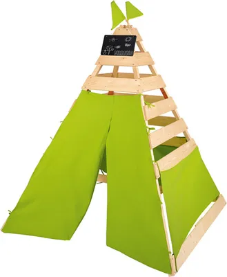 Produktbild von Playtive Spielzelt Tipi draußen Kinderzelt Tafel Echtholz Outdoor draußen