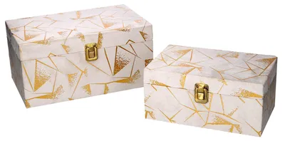 Immagine prodotto di Set 2 Scatole in Legno decori oro rettangolare