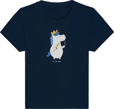 Produktbild von Mr. & Mrs. Panda Babyshirt Einhorn König mit Schwert 24. - 36. Monat - French Navy - Geschenk, Kleinkind Shirt, Unicorn, Mittelalter, Kinder, Ritter, T-Shirt Baby,