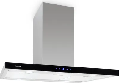 Produktbild von Klarstein Madonna - Dunstabzugshaube, Inselhaube, Energieeffizienzklasse B, 90 cm Breite, 500m³/h Abluftleistung, Abluft-/Umluftbetrieb, Sicherheitsglas, Beleuchtung, Touchpad, schwarz