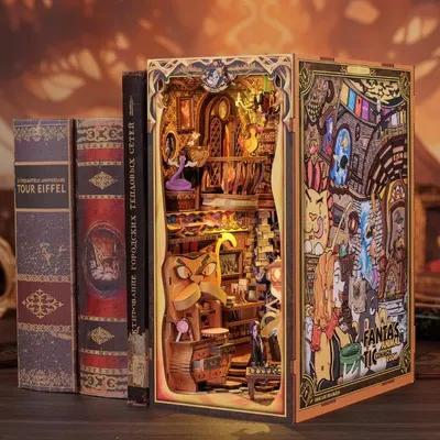 Produktbild von DIY Book Nook Phantastische Tierwesen - 3D-Puzzle - 307 Teile - Miniaturhaus - mit LED