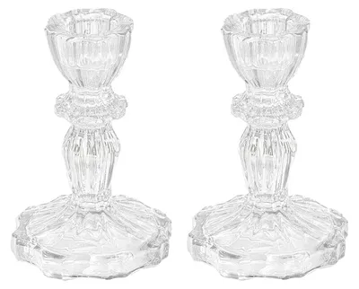 Glaskerzenhalter 2er-Pack transparent für Stumpenkerzen Tischdeko