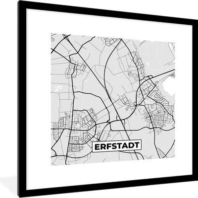 Produktbild von MuchoWow® Gerahmtes Poster Stadtplan - Erfstadt - Karte - Deutschland - Karte 40x40 cm - Poster mit Schwarzem Bilderrahmen Wandposter Rahmen Foto Bilder - Poster - Plakat im Rahmen