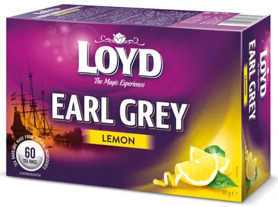 Produktbild von Loyd Earl Grey Zitrone Schwarzer Tee 80 Teebeutel - Schwarztee Zitronentee 90g