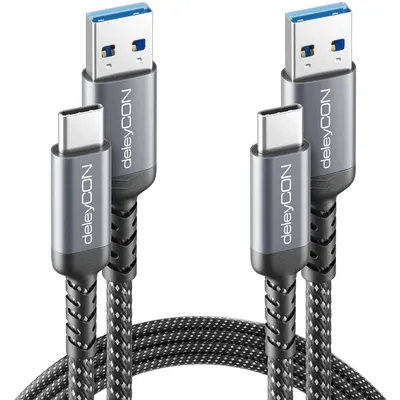 Produktbild von deleyCON 2m USB-A auf USB-C Kabel USB 3.2 Gen1 5Gbps, 2 Stück
