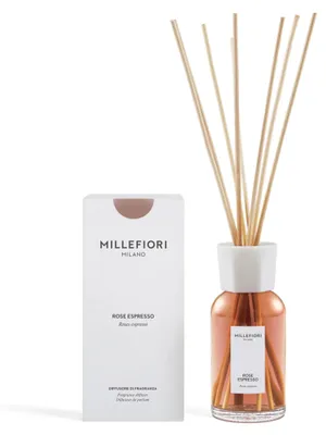 Image de Diffuseur d'ambiance Millefiori Milano Rose Espresso pour intérieur, avec bâtonnets (77DDRE)