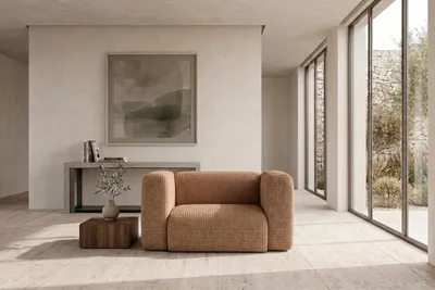 Productafbeelding van Kaiser Möbel fauteuil voor de woonkamer, bekleed met chenillestof "Cremona", lichtbruin, model GRETA