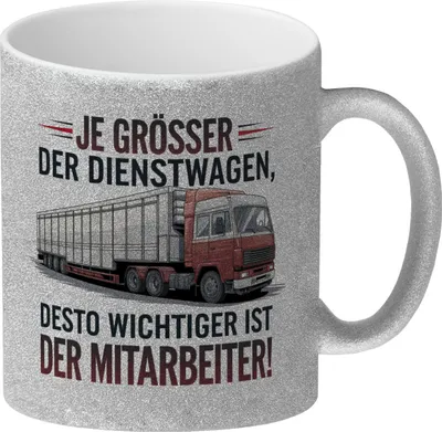 Produktbild von Lastwagen Dienstwagen Spruch Glitzer-Kaffeebecher
