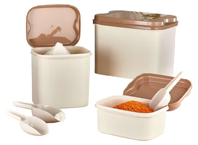 Produktbild von Vorratsdosen Set, (3er Set, 10 L + 4.5 L + 1.6 L), Beige