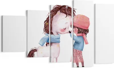 Produktbild von Bild auf Leinwand - Leinwandbild - 5 Teile - Einhorn Mädchen Kinder - 100x60cm - Wand Bild - Wanddeko - Wandbilder - Leinwanddruck - Bilder - Wanddekoration - Leinwand bilder - EG100x60-4733