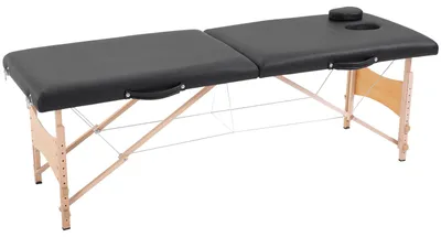 Produktbild von Massageliege klappbar höhenverstellbar, Massagetisch 3 Zonen, Kosmetikliege Pappelholz, Schwarz | 186 x 60 cm | Höhe 58–81 cm | bis 150 kg
