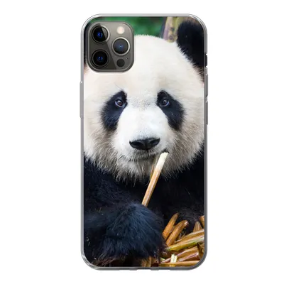 Produktbild von MuchoWow® Handyhülle Schutzhülle Hülle für iPhone 13 Pro Max Panda - Bambus - Natur Silikon Softcase Handy Hülle - Mobiltelefon