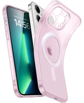 Obrázok produktu pre Puzdro pre iPhone 13 Pro Max, kompatibilné s MagSafe, priehľadné silikónové, nárazuvzdorné, tenké, ružové