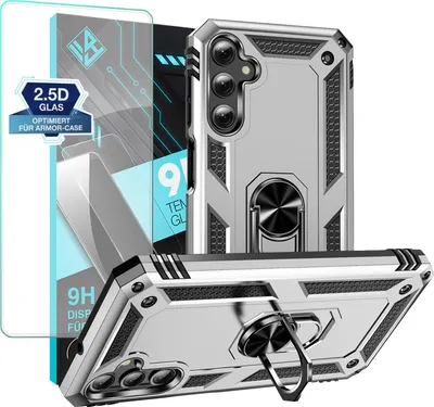 Produktbild von Armor Outdoor Handyhülle für Samsung Galaxy A25 5G Handy Panzer Case Schutzhülle mit 9H Displayglas Displayschutz Farbe: Silber