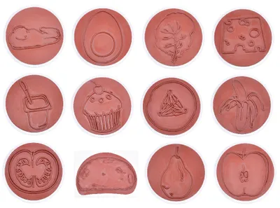Produktbild von Eduplay Stempelset Spielzeug Ernährung - 12er Set - Mehrfarbig