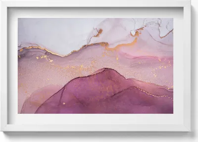 Produktbild von Rosa abstrakt mit Gold– Wandbild mit Rahmen – Gerahmtes Bild  – Wanddekoration – 60x40 cm –  Schwarz Rahmen