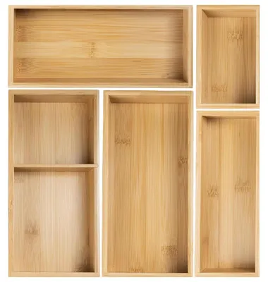 Bambus Schubladen-Organizer Set, 5-teilig, Aufbewahrungsboxen