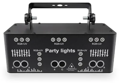 Produktbild von Party DJ Discolicht - 21-Loch RGB UV Laserprojektor - DMX Bühnenbeleuchtung - Soundgesteuertes Stroboskop - 15 W - EU Stecker