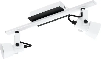 Produktbild von EGLO LED Spot TRILLO, 2-flammige Deckenleuchte, Deckenstrahler aus Stahl, Flurlampe in weiß und schwarz, warmweiß