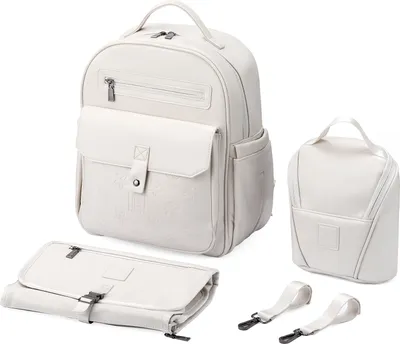 Produktbild von Brisby Venezia Strapazierfähige Wickeltasche – Wickeltasche – inkl. Wickelunterlage – Kühltasche – Buggy- und Kinderwagenhaken – Kunstleder – Creme