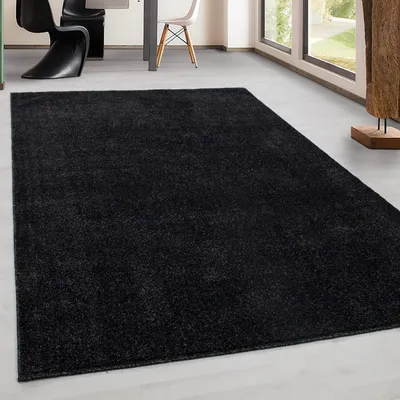 Produktbild von Moderner, kurzfloriger Wohnzimmerteppich, einfarbig gesprenkelt, anthrazit 200x200 cm Rund